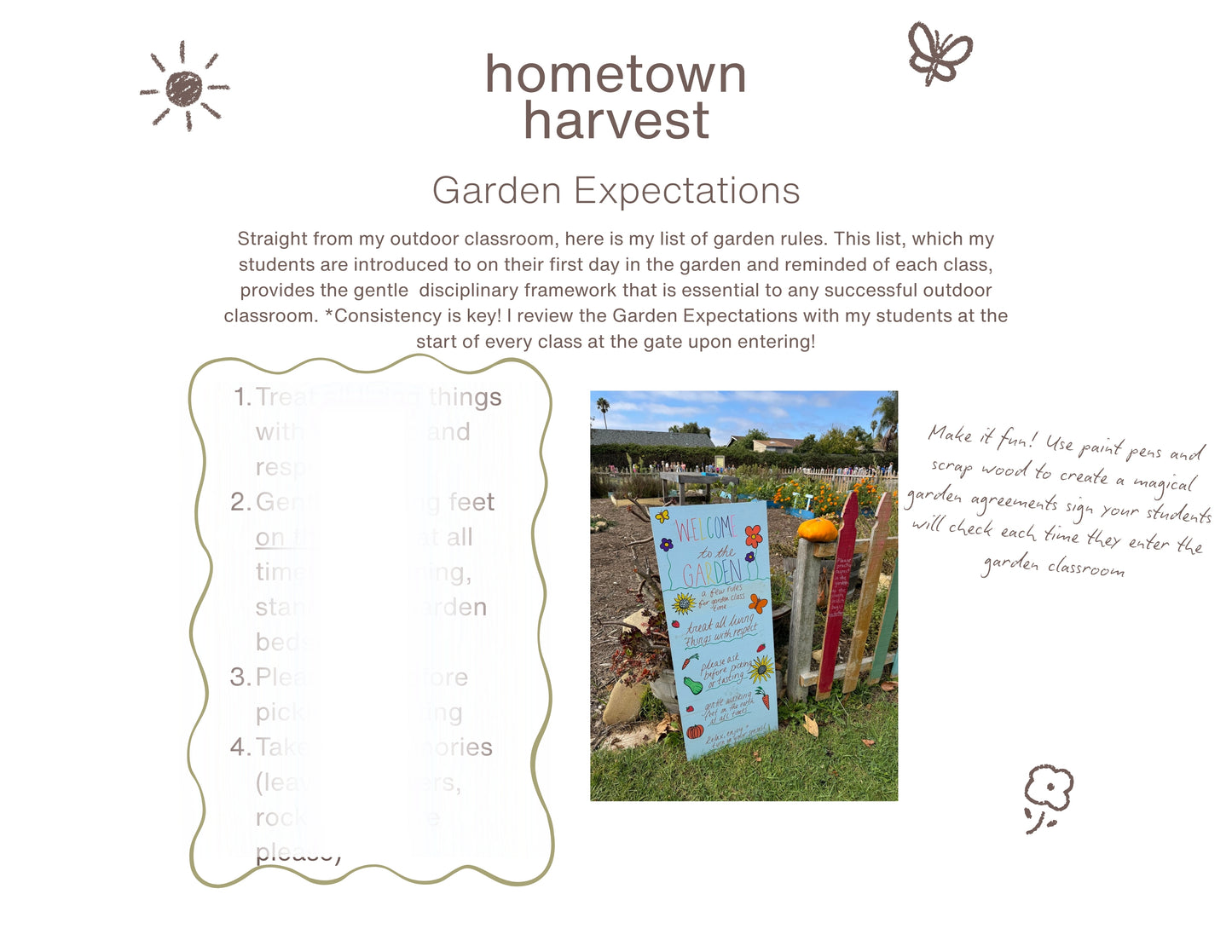 Free School Garden Lesson Plan - First Day, Rules, Classroom Management